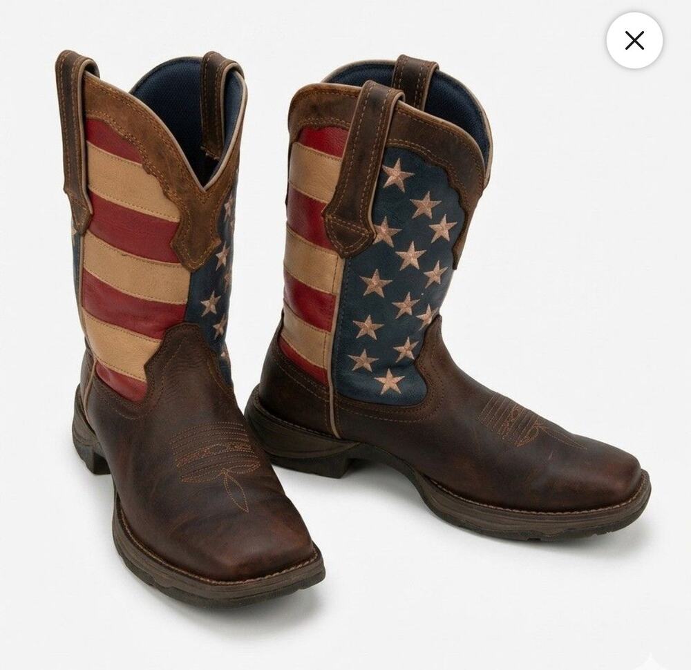 Durango Women's Leather Western Cowboy Boots Flag Rebel America USA 8.5M $165